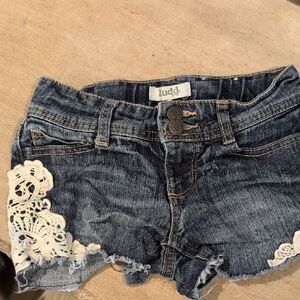 Mudd Blue Jean Shorts with White Lace Accents